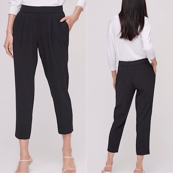 Aritzia Babaton Italian Wool Blend Pull In Pants Tailored Pleated Cropped Office - Picture 2 of 11